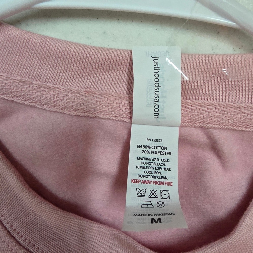 Just Hoods AWDis Pink Sequin TF Varsity Crewneck Sweatshirt Womens Medium JHA030 - Picture 7 of 7